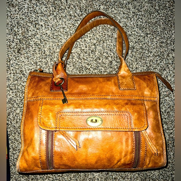 Fossil Bags Fossil Brown Leather Maddox Tote Satchel Shoulder Bag